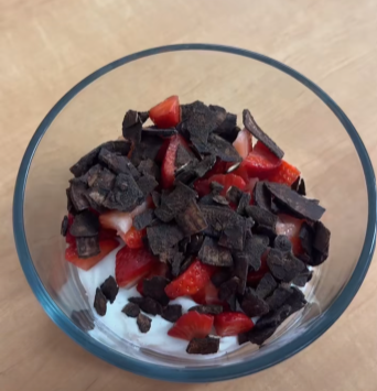 Quick Dark Cocoa Strawberry Yogurt Bowl