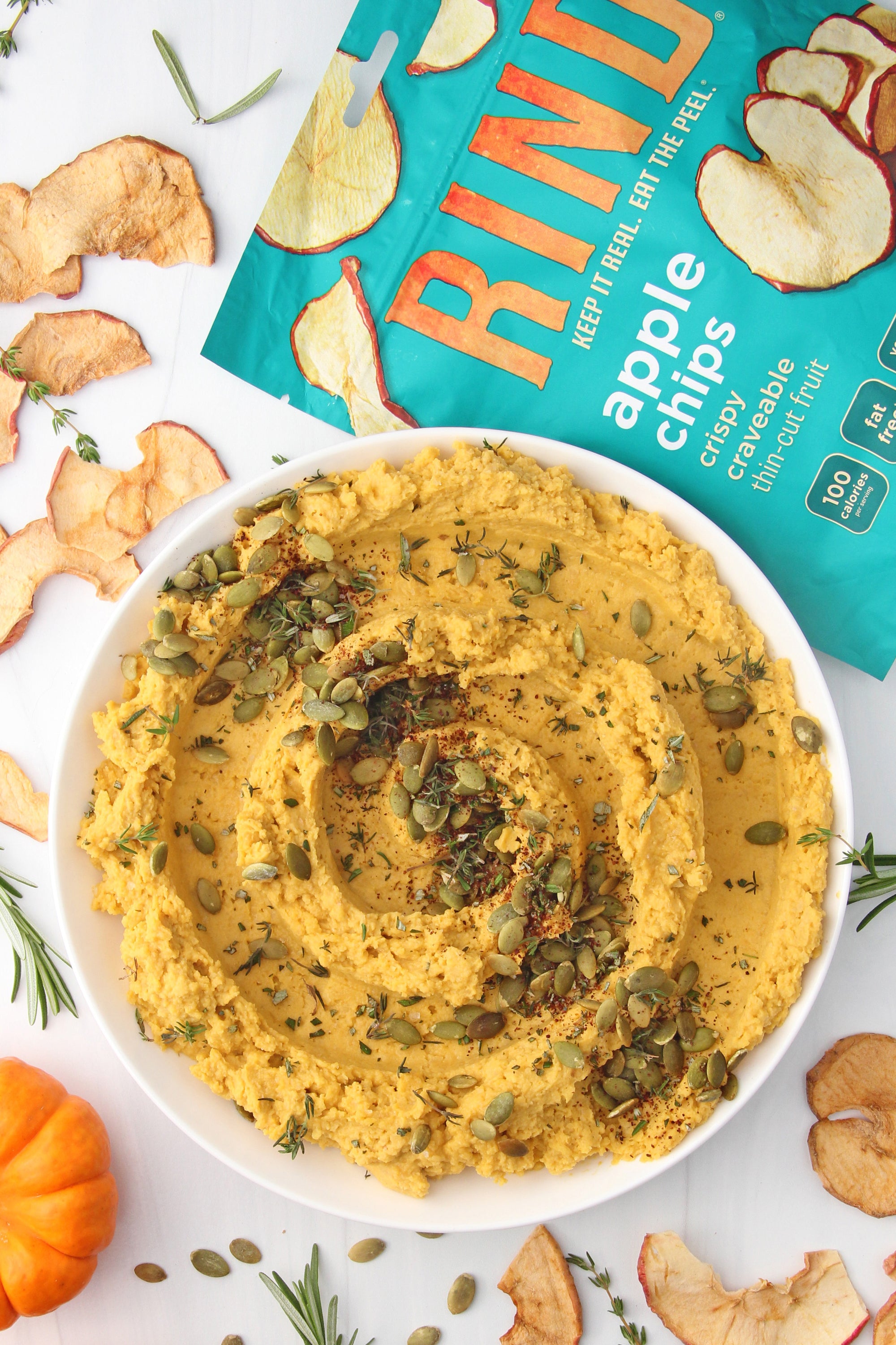 Pumpkin Hummus and Apple Chips