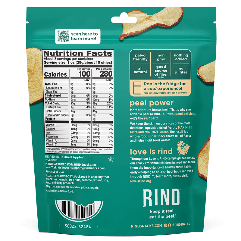 Apple Rind RIND Snacks Dried Fruit, Apple Chips