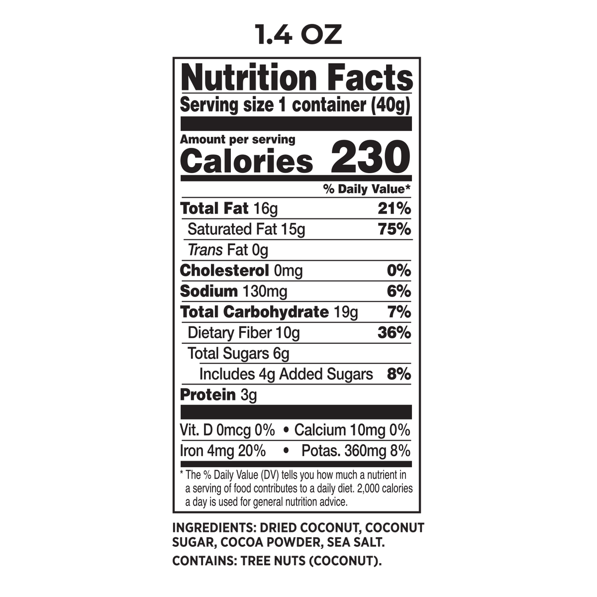 Snack Bag Dark Cocoa Sea Salt Coconut Crisps